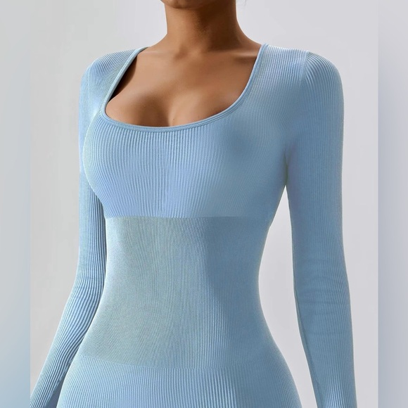 Solid Ribbed Bodycon Jumpsuit - Picture 6 of 8